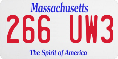 MA license plate 266UW3