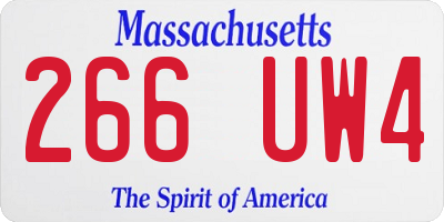 MA license plate 266UW4