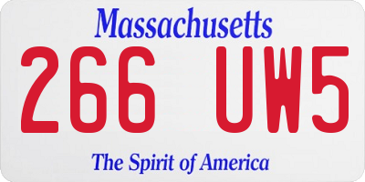 MA license plate 266UW5