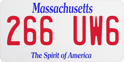 MA license plate 266UW6