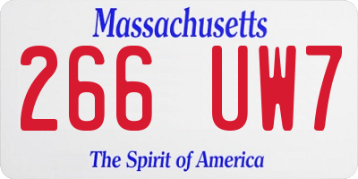 MA license plate 266UW7