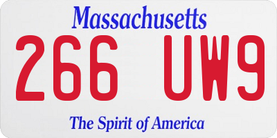 MA license plate 266UW9