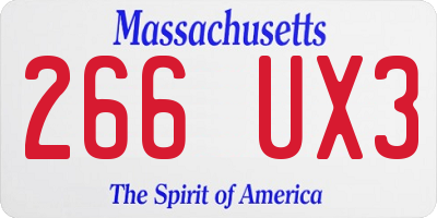 MA license plate 266UX3