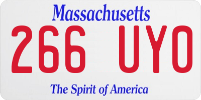 MA license plate 266UY0