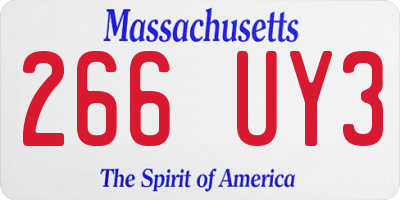 MA license plate 266UY3