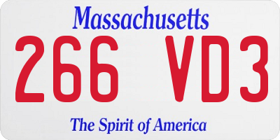 MA license plate 266VD3