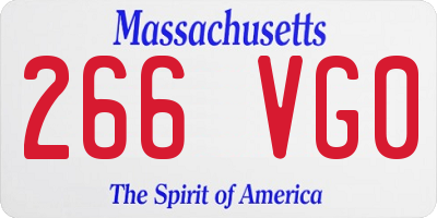 MA license plate 266VG0