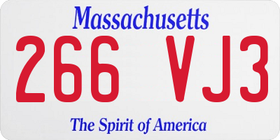MA license plate 266VJ3