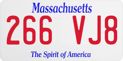 MA license plate 266VJ8