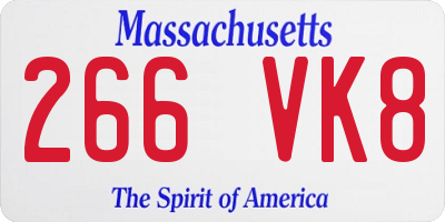 MA license plate 266VK8