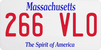 MA license plate 266VL0