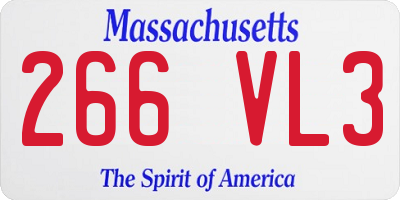 MA license plate 266VL3
