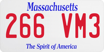 MA license plate 266VM3