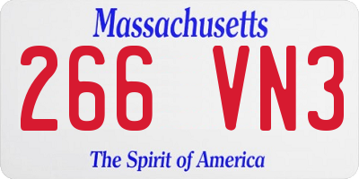 MA license plate 266VN3