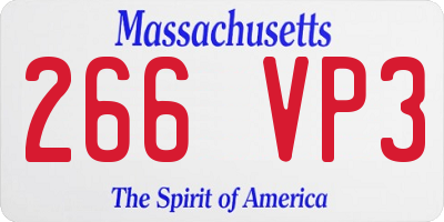 MA license plate 266VP3
