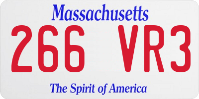 MA license plate 266VR3