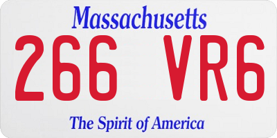MA license plate 266VR6
