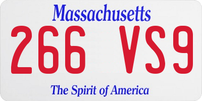 MA license plate 266VS9