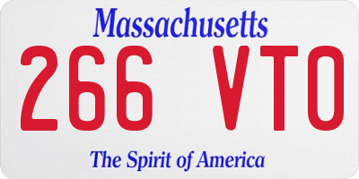 MA license plate 266VT0
