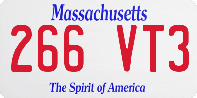 MA license plate 266VT3