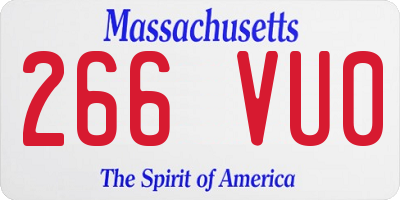 MA license plate 266VU0