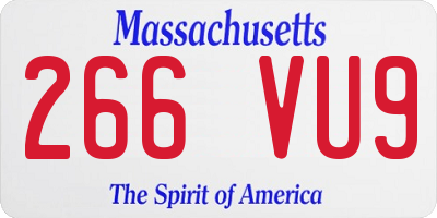 MA license plate 266VU9