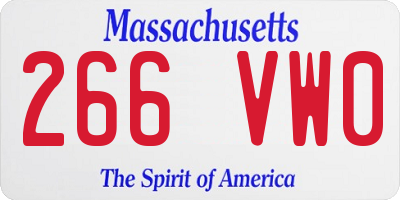 MA license plate 266VW0