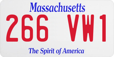 MA license plate 266VW1