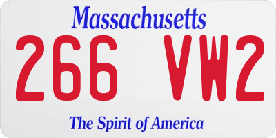 MA license plate 266VW2