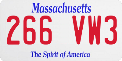 MA license plate 266VW3