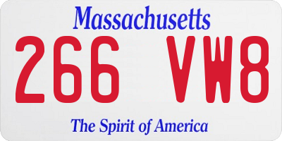 MA license plate 266VW8