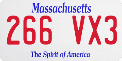 MA license plate 266VX3