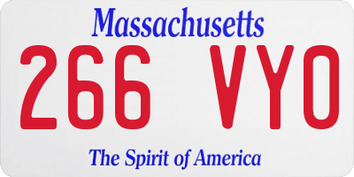 MA license plate 266VY0