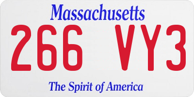 MA license plate 266VY3