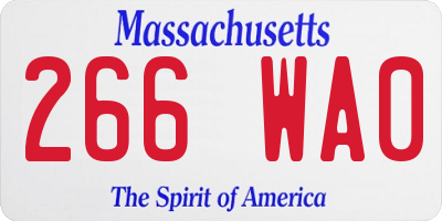 MA license plate 266WA0