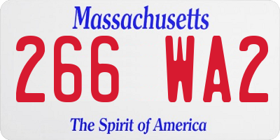MA license plate 266WA2