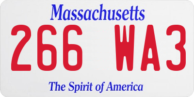 MA license plate 266WA3