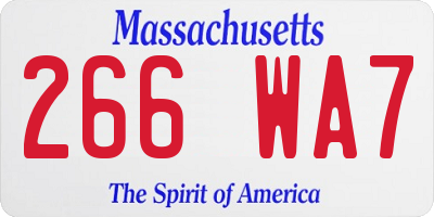 MA license plate 266WA7