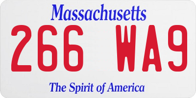 MA license plate 266WA9