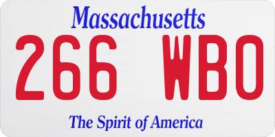MA license plate 266WB0