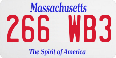 MA license plate 266WB3