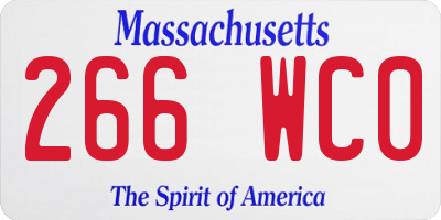 MA license plate 266WC0