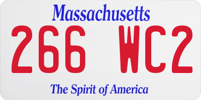 MA license plate 266WC2