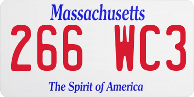 MA license plate 266WC3