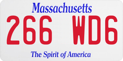 MA license plate 266WD6