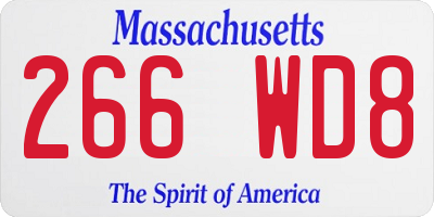 MA license plate 266WD8