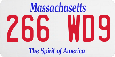 MA license plate 266WD9