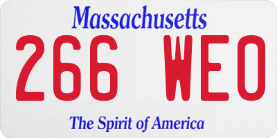 MA license plate 266WE0