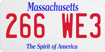 MA license plate 266WE3