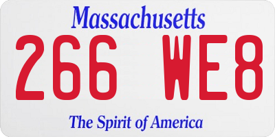 MA license plate 266WE8